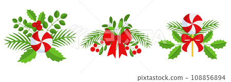 Christmas wreath design element set. Spruce evergreen branch 108856894