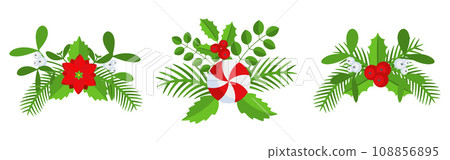 Christmas wreath design element set. Spruce evergreen branch 108856895