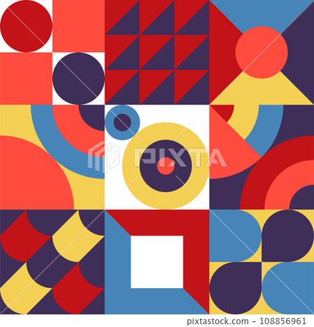 Modern geometric card. Memphis style design element. Minimalistic shape pattern. Modern geometric card. Memphis style design element. Minimalistic shape pattern. 108856961
