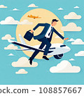Businessman flying around on a business trip 108857667