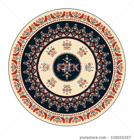 Traditional Polish embroidery round symbol 4 108858387