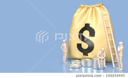 The Money Bag and Business man 3d rendering. The Money Bag and Business man 3d rendering. 108858445