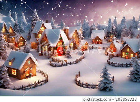 christmas house in the snow christmas house in the snow 108858728