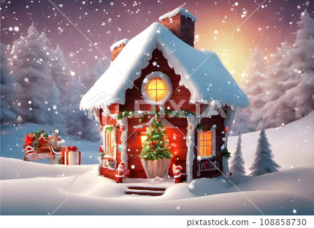 christmas house in the snow christmas house in the snow 108858730