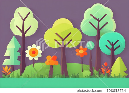 trees and flowers trees and flowers 108858734