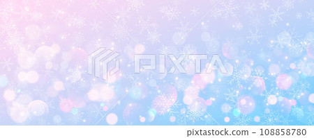 Christmas snowy background. Cold pink blue pastel winter sky. Vector ice blizzard on gradient texture with bokeh and flakes. Festive new year theme for season sale wallpaper. Christmas snowy background. Cold pink blue pastel winter sky. Vector ice blizzard on gradient texture with bokeh and flakes. Festive new year theme for season sale wallpaper. 108858780
