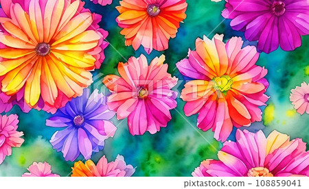 水彩花卉背景 水彩花卉背景 108859041