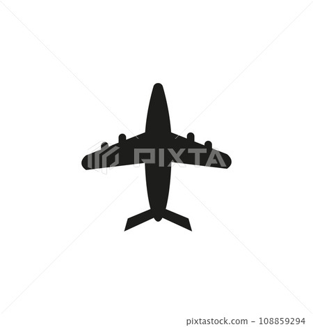 Airplane flight tickets air fly travel takeoff silhouette element. Plane symbol. Travel icon. Flat design. Airplane flight tickets air fly travel takeoff silhouette element. Plane symbol. Travel icon. Flat design. 108859294