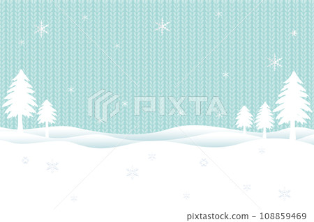 雪景與樹木，針織背景圖 108859469