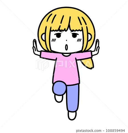 一個女人單腳站立的插圖 108859494