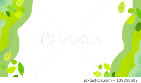 清新嫩葉舞動的框架背景素材 108859602