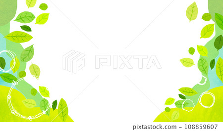 清新嫩葉舞動的框架背景素材 108859607