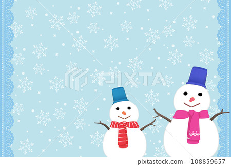 Snowman and snowflakes winter background template Snowman and snowflakes winter background template 108859657