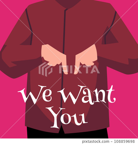 Business person pointing fingers at you, We choose you flat vector poster, clients choice, candidate employment 108859698