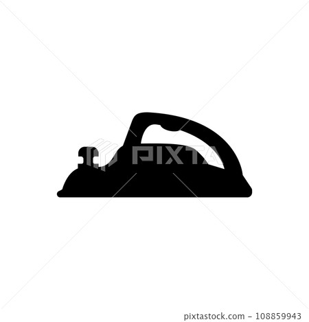 Electric planer silhouette icon. Black isolated vector clipart. Drawing on white blank background. Electric planer silhouette icon. Black isolated vector clipart. Drawing on white blank background. 108859943