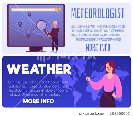 Meteorology and weather forecast, horizontal templates, vector banners Meteorology and weather forecast, horizontal templates, vector banners 108860005