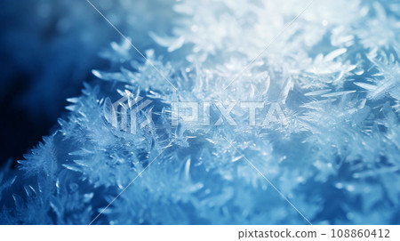 Close-up of ice crystals, winter background, AI generated image 108860412