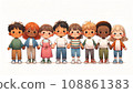 孩子們手牽手並排排列“AI生成圖像” 108861383