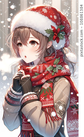 寒冷下雪的聖誕節的女孩“AI 生成圖像” 寒冷下雪的聖誕節的女孩“AI 生成圖像” 108861384