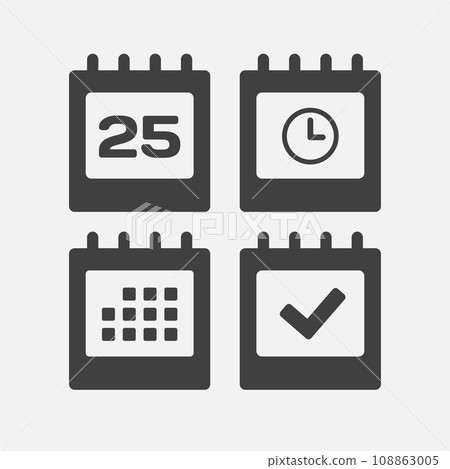 Icon page calendar - 25 day, agenda, timer, done 108863005