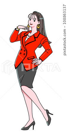 A woman in a flashy suit during the bubble period 108863137