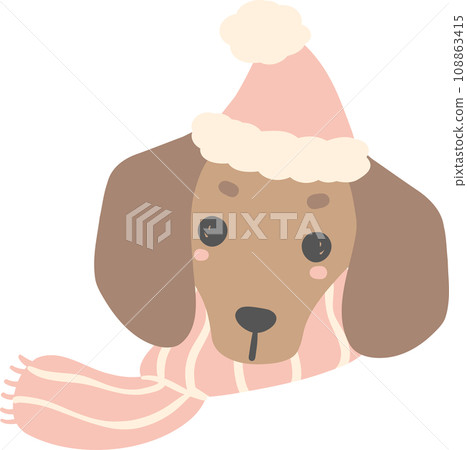 Cute Dachshund Christmas, Pink Christmas Animal cartoon illustration Cute Dachshund Christmas, Pink Christmas Animal cartoon illustration 108863415