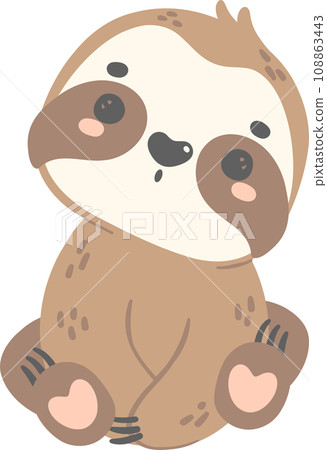 Cute Baby Sloth Sitting cartoon nursery illustration 108863443