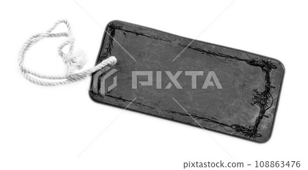 Blank tag tied with string. Price tag, gift tag, sale tag, address label. Blank tag tied with string. Price tag, gift tag, sale tag, address label. 108863476