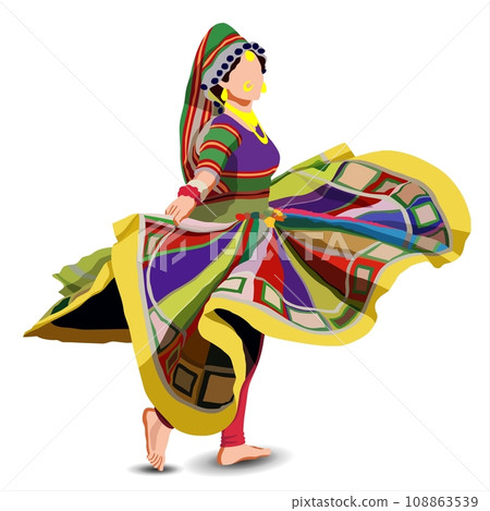 Indian woman in traditional costume dancing. 108863539