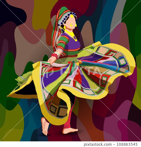 Indian woman in traditional costume dancing. 108863545