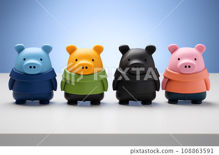 彩色豬圖示（3D） 108863591