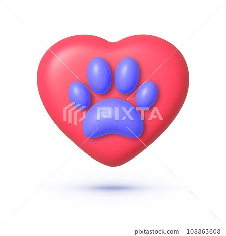 Pet love in 3d style on white background. Vector illustration Pet love in 3d style on white background. Vector illustration 108863608