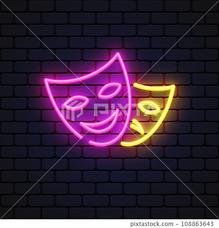 Carnival mask neon in flat style on light background. Vector illustration Carnival mask neon in flat style on light background. Vector illustration 108863643