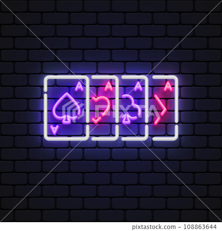 Card game neon, great design for any purposes. Vector illustration Card game neon, great design for any purposes. Vector illustration 108863644