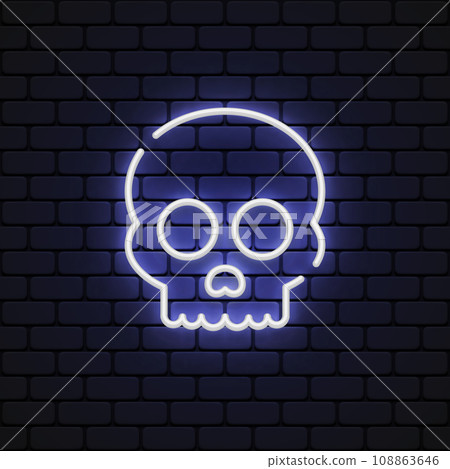 Vintage skull neon icon, great design for any purposes. Vector illustration Vintage skull neon icon, great design for any purposes. Vector illustration 108863646