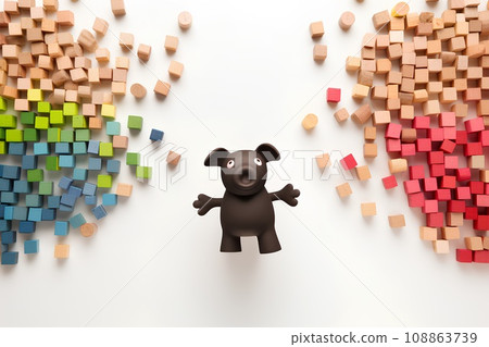 Pig and colorful corks (3D) 108863739