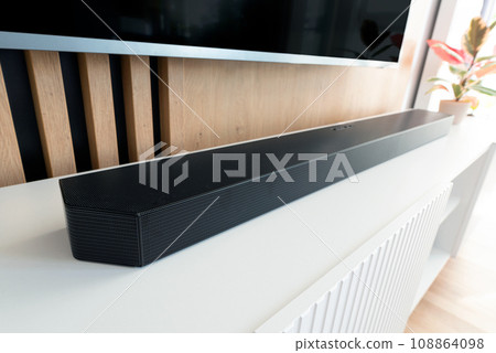 Soundbar device in modern living room Soundbar device in modern living room 108864098