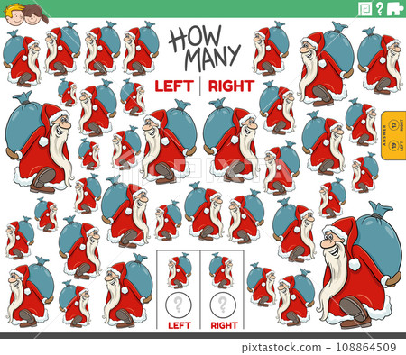 counting left and right pictures of cartoon Santa Claus counting left and right pictures of cartoon Santa Claus 108864509