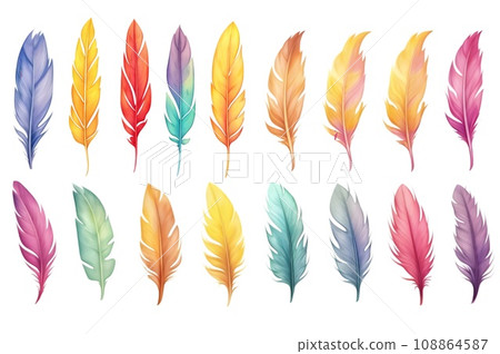 Set of bird feathers on transparent background Set of bird feathers on transparent background 108864587