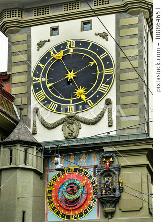 Astronomical clock on the medieval Zytglogge clock tower in Kramgasse street in bern Switzerland 108864651