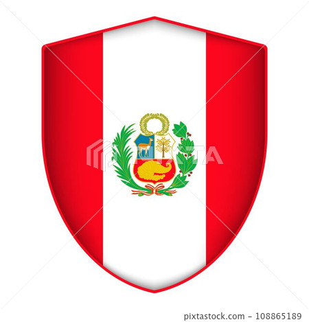Peru flag in shield shape. Vector illustration. 108865189