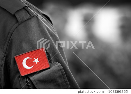 Turkish flag on Turkey army uniform.  108866265