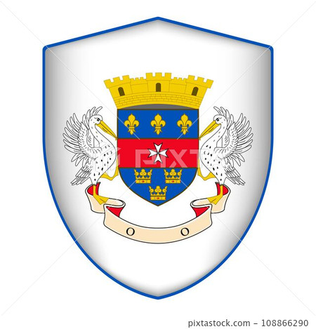 Saint Barthelemy flag in shield shape. Vector illustration. 108866290