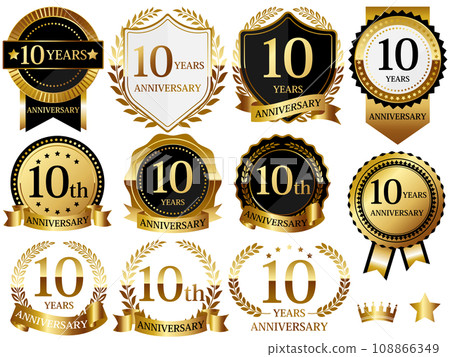 Luxurious 10th anniversary emblem set gold 108866349