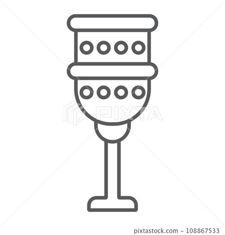 Holy chalice thin line icon, religion and prayer, religion cup sign, vector graphics, a linear pattern on a white background, eps 10. 108867533
