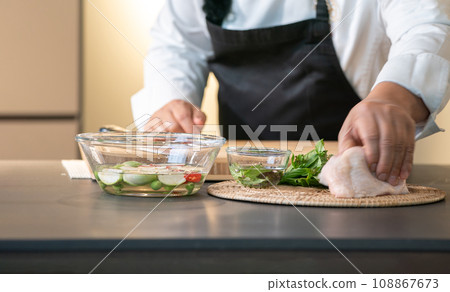 Sterillizer for washing vagetable by chef, food and herbal ingredients were saoked in hygined water to prepare to cook. Sterillizer for washing vagetable by chef, food and herbal ingredients were saoked in hygined water to prepare to cook. 108867673