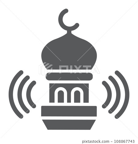Adhan call glyph icon, ramadan and religion, mosque sign, vector graphics, a solid pattern on a white background, eps 10. 108867743