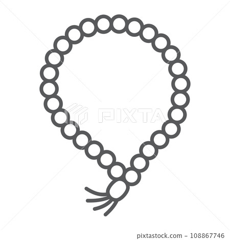 Misbaha thin line icon, ramadan and dhikr, muslim tasbih sign, vector graphics, a linear pattern on a white background, eps 10. 108867746