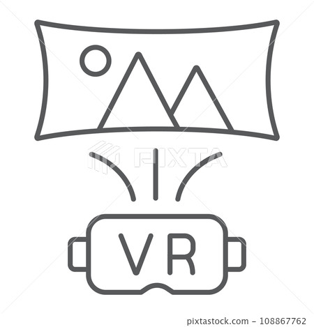Virtual reality thin line icon, technology and vr, vr glasses sign, vector graphics, a linear pattern on a white background, eps 10. 108867762