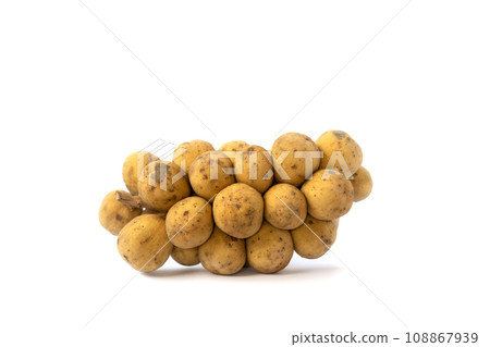 Longkong (Dookoo, Duku, Dokong, Langsat) is a fruit of the same species as langsat with thick skin but no resin and sweeter taste, on white background with studio light. Clipping Paths. 108867939